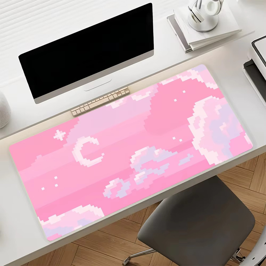 Art Dreamy Pastel Clouds Mauspad in Pink und Multicolour, rutschfeste Gamer-Schreibtischunterlage für Laptop und Büro - Bild 4