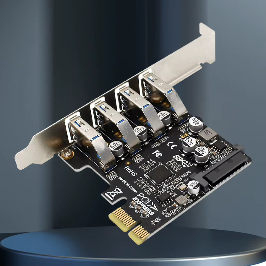 VODOOL PCIe USB 3.0 Erweiterungskarte mit 4 Ports, USB Expansion Card in Schwarz - Bild 3