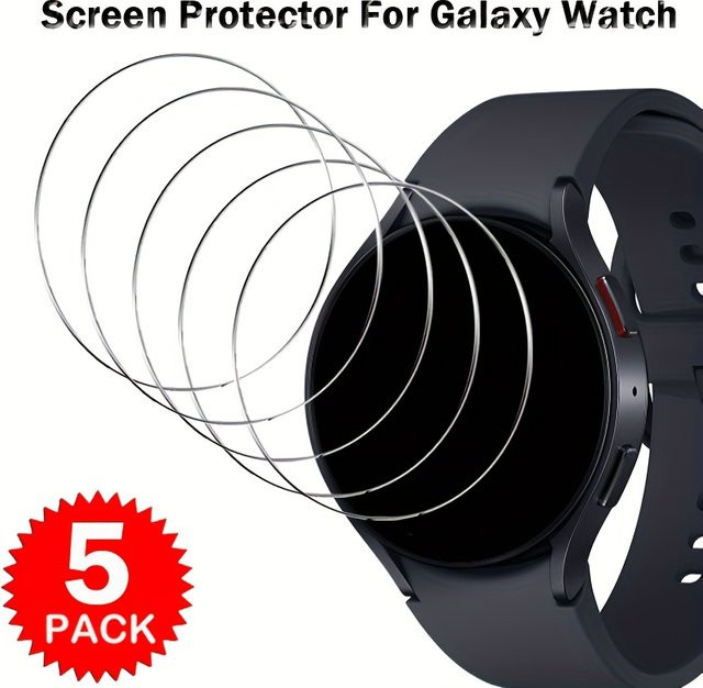 Samsung Displayschutzfolie Glas, 5 Stück, für Galaxy Watch3 Watch4 Watch5 Watch6 - Bild 1