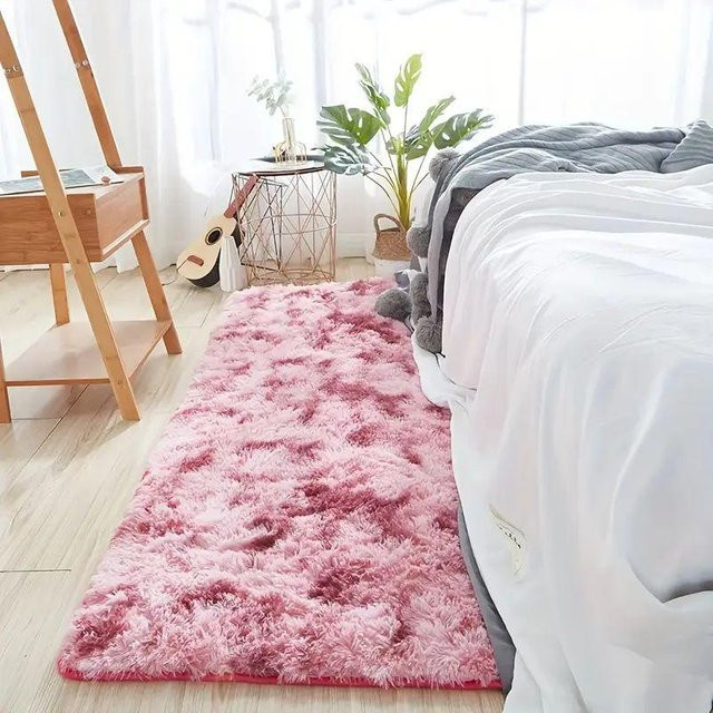 Lodestar Shaggy Teppich mit Farbverlauf in Pink und Multicolour, weicher Plüsch-Bodenmatten für Wohnzimmer, Schlafzimmer oder Kinderzimmer, B/T: 120 x 40 cm - Bild 1