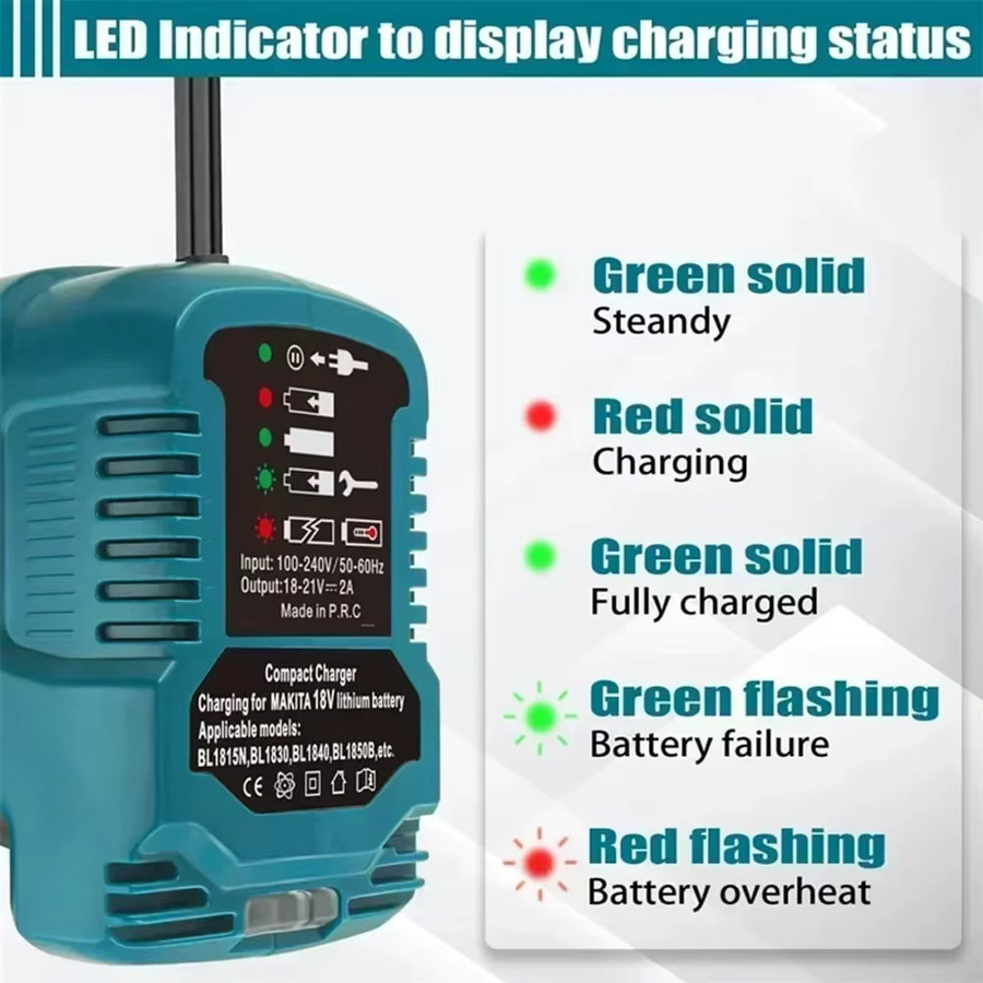 Makita Mini Compact Auto Ladegerät für 18V LXT Li-Ion Akkus BL1860 BL1830 mit Zigarettenanzünder Stecker und LED in Blau - Bild 6