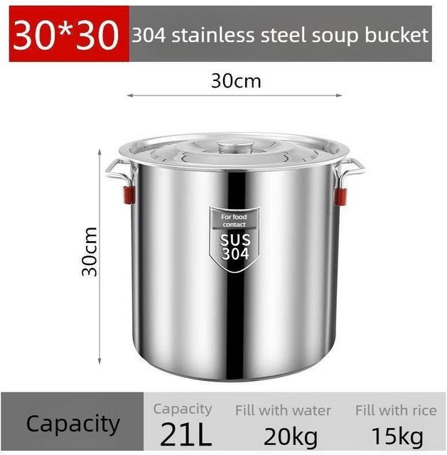 Ideal World Suppentopf aus 304 Edelstahl in Silber, Durchmesser: 30 cm, Volumen: 20 l - Bild 1
