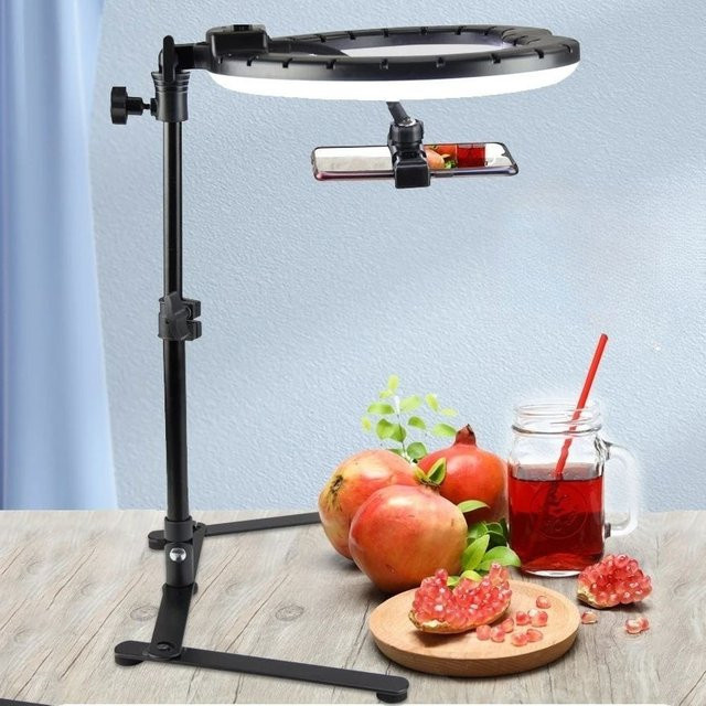 BTFOOR LED Ringlicht mit Stativ für Fotografie und Video, Durchmesser: 26 cm, Schwarz - Bild 1