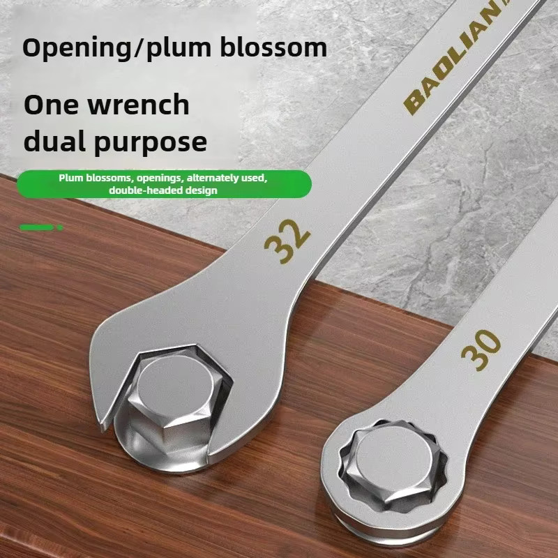 Baolian Ultradünner Ratschenkombinationsschlüsselsatz aus Edelstahl in Silber, 6-24mm mit Tasche - Bild 3