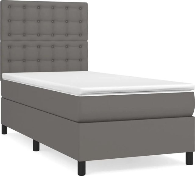 vidaXL Boxspringbett Hybrid mit Matratze Grau und Weiß, B/T/H: 100 x 200 x 128 cm - Bild 1