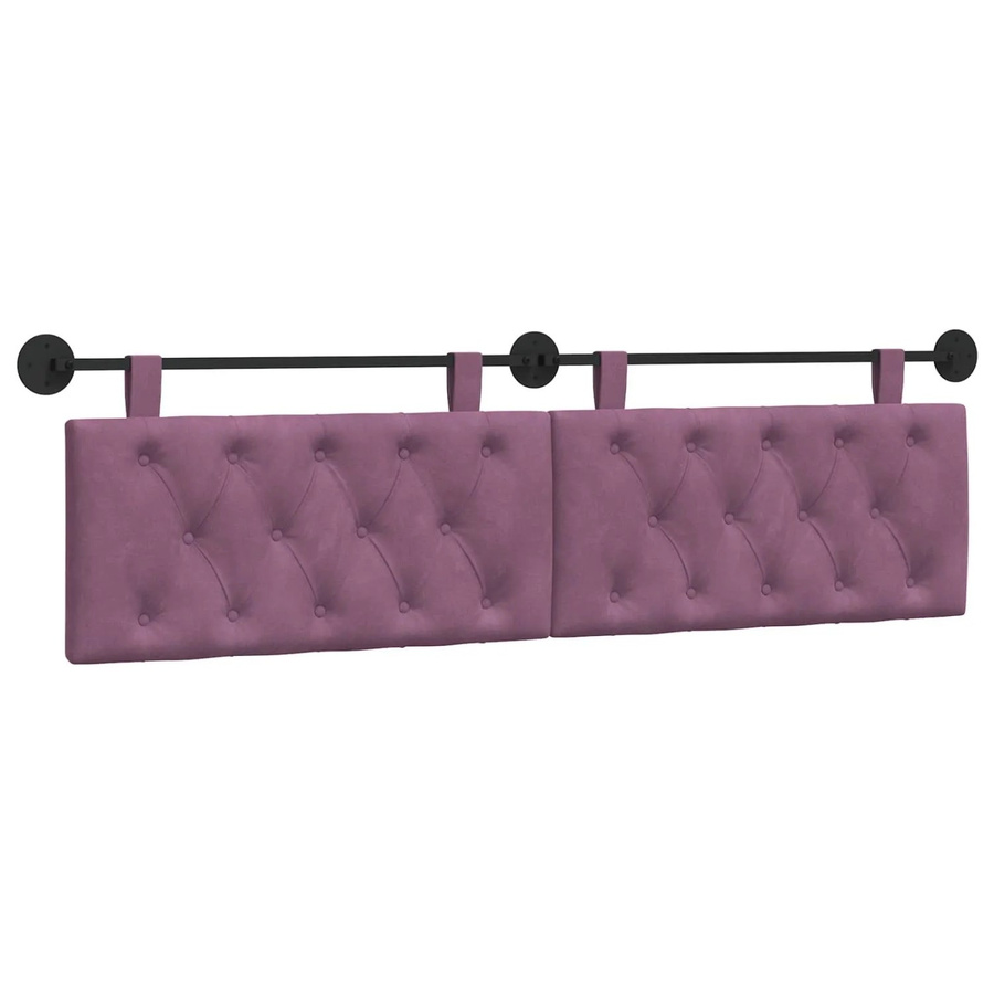 vidaXL Wandmontiertes Polsterpaneel aus Samt in Lila, B/H/T: 190 x 55 x 7 cm - Bild 2