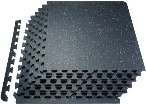 VEVOR Bodenmatten Set aus 25 Stück mit Gummioberfläche und EVA-Schaum, ineinandergreifende Trainingsmatten für Fitnessstudio und Garage, Schwarz & Blau, B/T: 61 x 61 cm - Bild 1