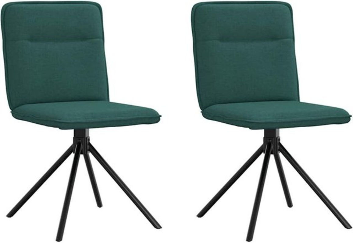 Set aus 2 Esszimmerstühlen von vidaxl in Grün mit Stoffbezug und Metallgestell im modernen Design - Bild 1