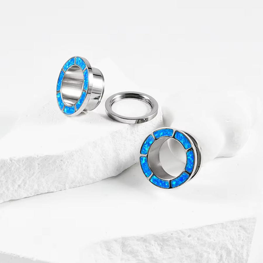 Dreamlee Ohr-Tunnel, Edelstahl, Opal, Blau Türkis, Unisex - Bild 2