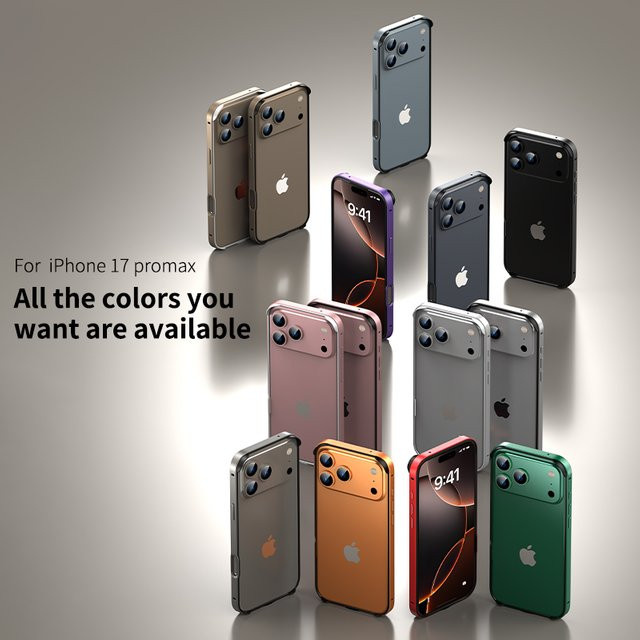Stoßfeste Schutzhülle mit Aluminiumrahmen für Apple iPhone 17 Pro Max, 16, 15, 14, 13 Plus in Schwarz mit Wärmeableitung - Bild 1