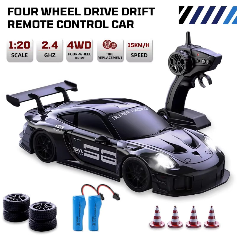 CONUSEA RC Drift Auto, 1:24, 4WD, ferngesteuert, Blau - Bild 4