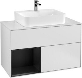 V&B Waschtischunterschrank Finion 100 mit Wandbeleuchtung, Weiß lackiert, B/T/H: 100 x 50,1 x 50,1 cm - Bild 1