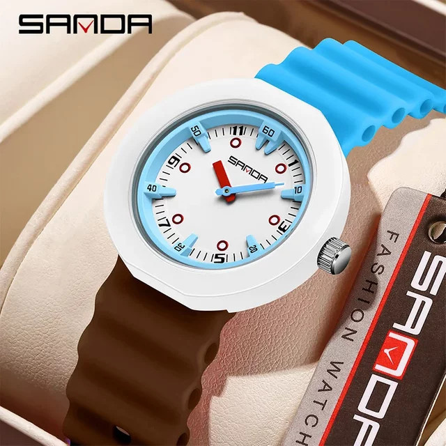 SANDA Kinder Uhr, Quarzuhr, Silikon Armband, Schwarz, Jungen Mädchen - Bild 1
