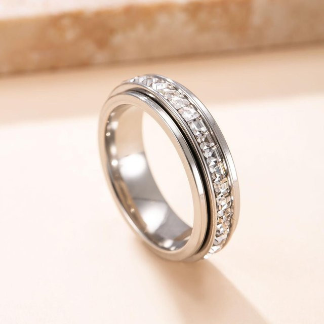 YULIN Angstring Edelstahl, Zirkonia, Silber, Unisex - Bild 1