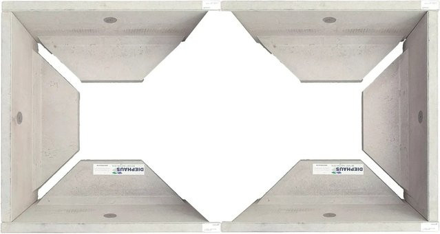Diephaus Hochbeet-Set Sichtbeton Grau, 4-teilig, B: 210 cm, T: 100 cm, H: 80 cm - Bild 1