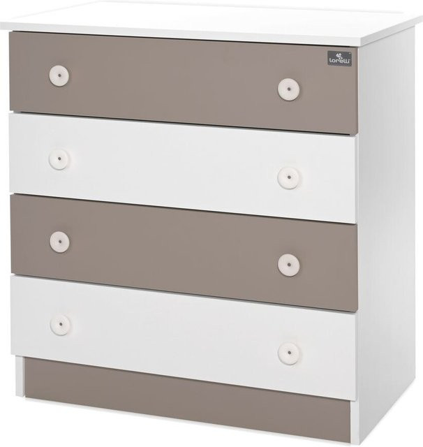 Lorelli Kommode Dresser für Kinderzimmer und Babyzimmer mit 4 Schubladen, braun weiß, B/T/H: 81 x 50 x 86 cm - Bild 1