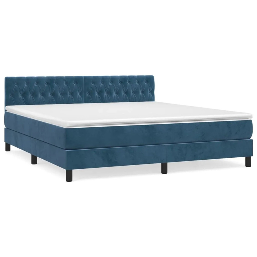 vidaXL Boxspringbett mit Matratze Dunkelblau Samt B/T/H: 180 x 200 x 88 cm - Bild 2