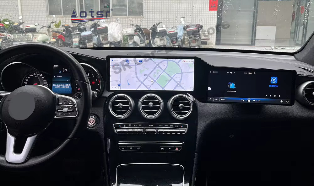 Aotsr Android 15 Autoradio Multimedia Player mit GPS-Navigation für Mercedes Benz C-Klasse W205 und GLC-Klasse X253 (2015-2022), Farbe: Schwarz - Bild 2