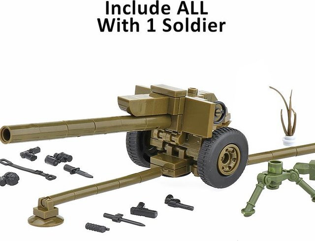 WK2 Sowjetische Militärwaffen Bausteine, Armee Soldat Figur, Panzerabwehrkanone, ab 14 Jahren - Bild 1