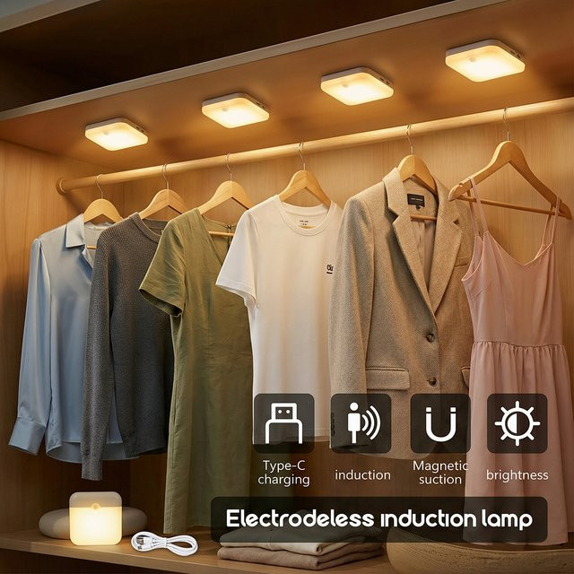 Leclstar LED Bewegungssensor-Leuchten in Weiß, USB wiederaufladbare Nachtlampe für Schrank, Küche, Treppe und Flur, Warmweiß - Bild 1