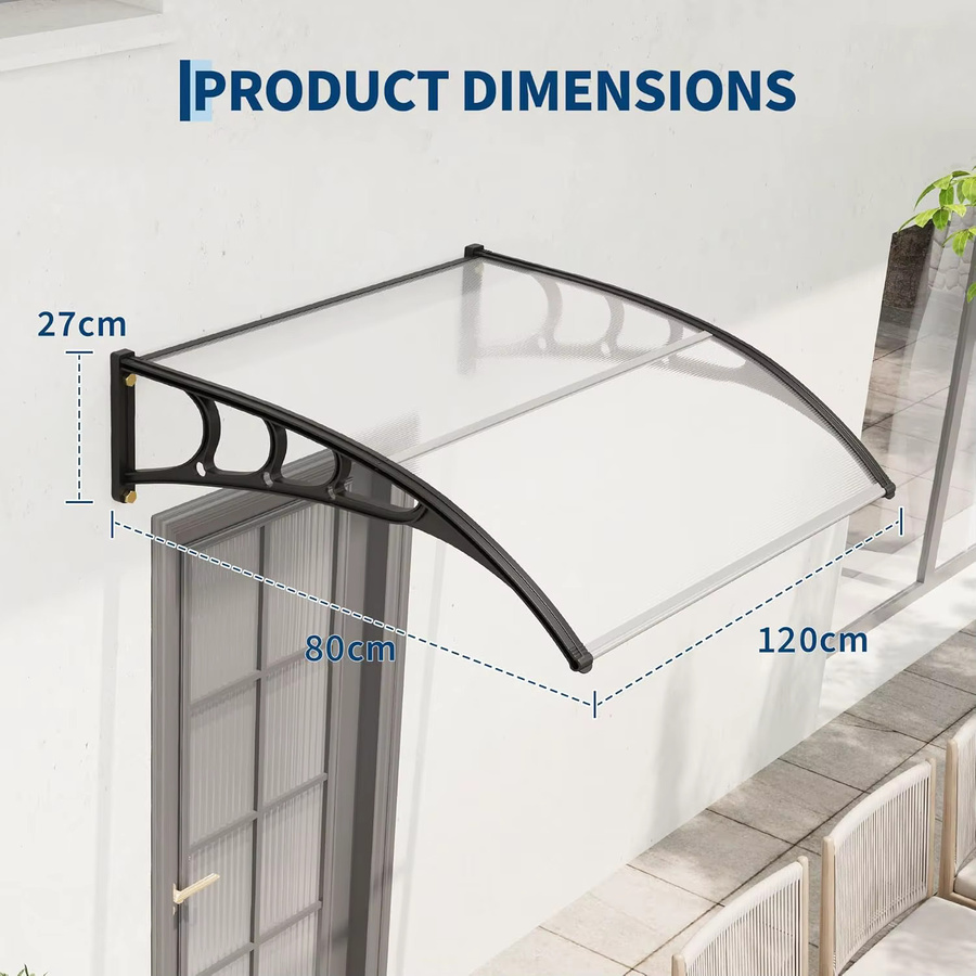 HiMISS Türvordach Regenschutz mit UV-Schutz für Veranda, Terrasse und Fenster, B: 120 cm, T: 80 cm - Bild 4