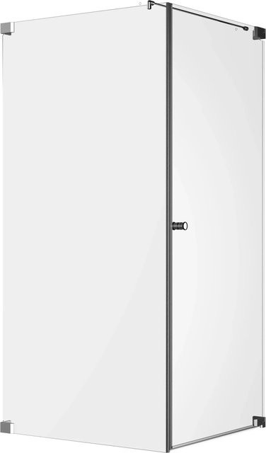 Eckdusche Brava mit Drehtür und Seitenwand in Chrom und Transparent als Sondermaßanfertigung mit Anschlag Rechts - Bild 1