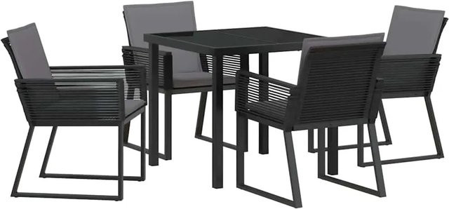 vidaXL Garten Essgruppe 5-teilig aus Poly Rattan und Stahl in Schwarz mit Glastisch - Bild 1