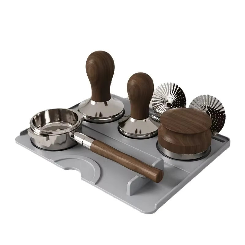 JUSTINLAU Silikon Kaffee-Tampermatte in Grau, rutschfeste Espresso-Tampstation und Bar-Abtropfmatte für Barista-Werkzeuge - Bild 4