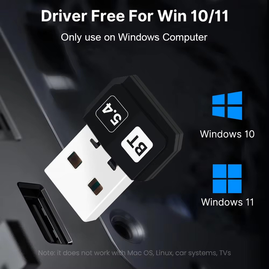 DERAPID USB Bluetooth 5.4 Adapter als Wireless Sender und Empfänger Dongle in Schwarz für Windows 10/11 - Bild 5