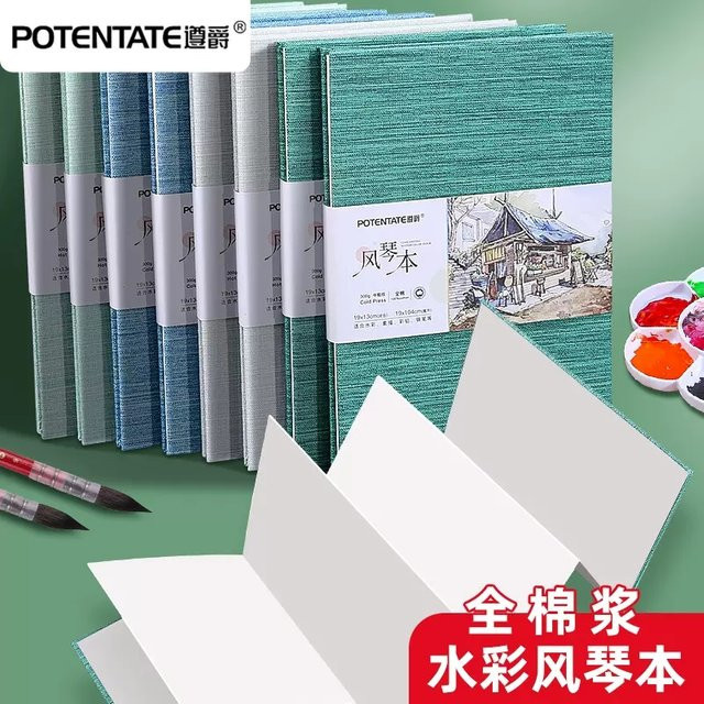 Potentate A5 Aquarellpapier aus 100 % Baumwolle, 300 g/m2, faltbares Künstler-Aquarell-Orgelbuch für Profis - Bild 1