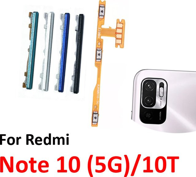 Xiaomi Redmi Note 10 10T 5G Ersatzteil-Set: Externe Lautstärketasten und interne Power-Ein/Aus-Flexkabel in Schwarz und Multicolour - Bild 1