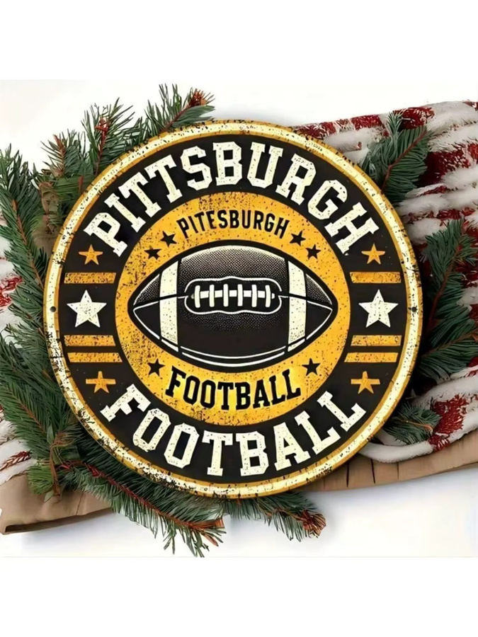 CIFBUY Vintage Pittsburgh Steelers Metallschild in Gelb, Wanddekoration aus Aluminium, B/H: 20,32 x 20,32 cm - Bild 3
