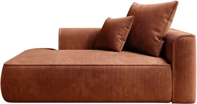 Vente-unique Recamiere Pineta ohne Schlaffunktion in Terracotta mit Cord-Bezug, Breite: 180 cm - Bild 1