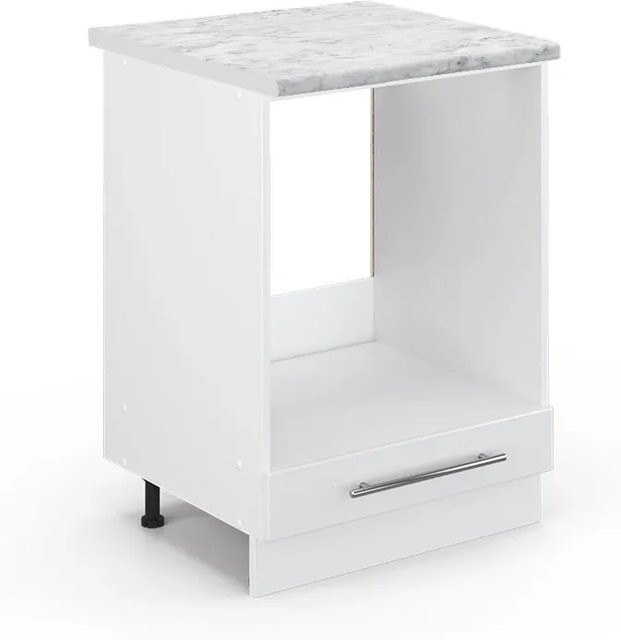 Vicco Herdumbauschrank Fame-Line Weiß Hochglanz Wandmontage mit Marmor-Optik B/T/H: 60 x 60 x 82 cm - Bild 1