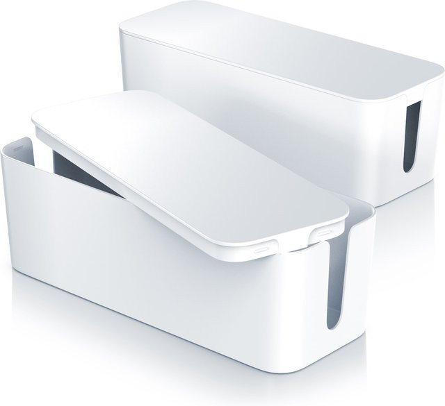 BEARWARE Kabelbox mit Gummifüßen für Kabelmanagement in Weiß - Bild 1
