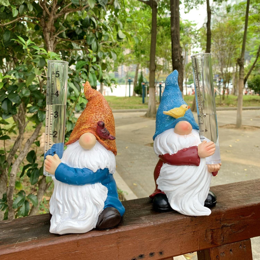 Gesichtsloser Elf Zwerg als Regenmessgerät aus Harz für deinen Garten, bunte Dekoration und kleine Ornamente - Bild 1