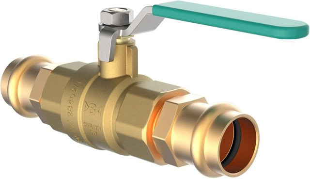 Kirchhoff MS-Kugelhahn mit CU-Pressanschluss in gebürstetem Messing und Gold-Optik - Bild 1