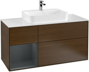 V&B Waschtischunterschrank Finion in Walnuss, B/T/H: 120 x 50,1 x 50,1 cm - Bild 1