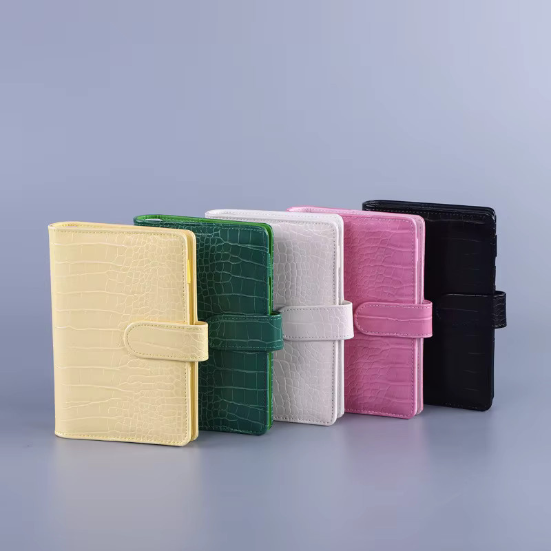 Ledernotizbuch Einband mit Krokodilmuster in Schwarz für A5 und A6 Loose Leaf Binder und Traveller Dairy aus PU-Leder - Bild 3