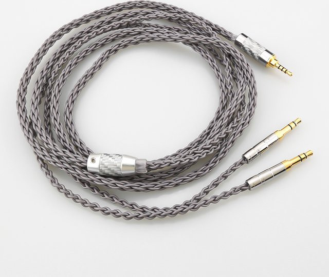 Hifiman Audio-Adapter Kopfhörerkabel mit 8 Kernen, 4-poligem XLR auf 2,5 mm und 3,5 mm Jack, Grau - Bild 1