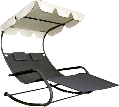 GARDEN PLEASURE Schaukelliege Serifos in Schwarz mit Sonnen canopy aus Stahl und Textil - Bild 1