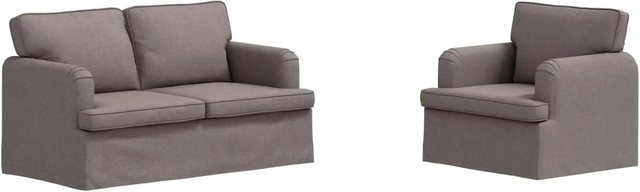 vidaXL Sofa 2-teilig in Taupe, modernes L-Shape Design mit Stoffbezug, B/T/H: 144 x 80 x 85 cm - Bild 1
