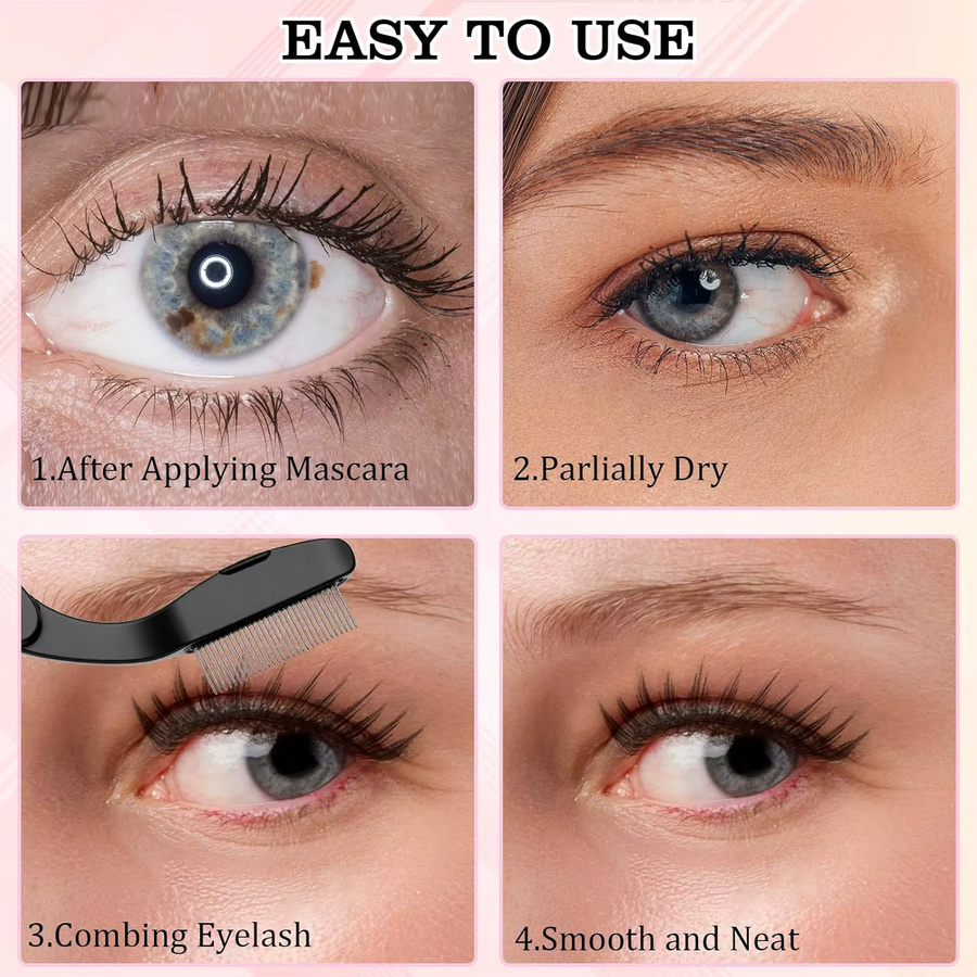 2 faltbare Wimpernkämme, Wimperntrenner und Wimperntusche-Werkzeug - Bild 4