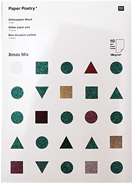 Rico Design Paper Poetry Glitterpapierblock Nostalgic Mix Multicolor DIN A4 10 Blatt - Bild 2