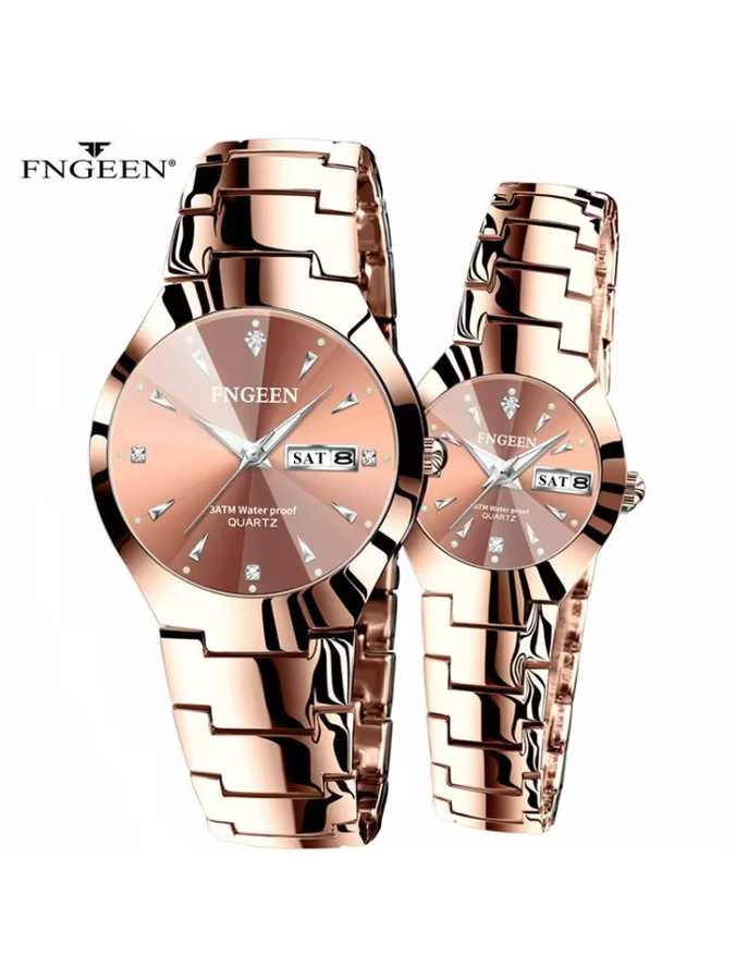 FNGEEN Armbanduhr, Quarz, Edelstahl, Gold, Unisex - Bild 4