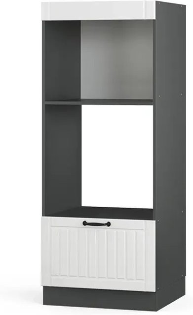 Vicco Mikrowellenschrank Fame-Line Landhaus Küchenschrank in Anthrazit und Weiß mit Softclose-Scharnieren, Breite: 60 cm, Höhe: 153 cm - Bild 2