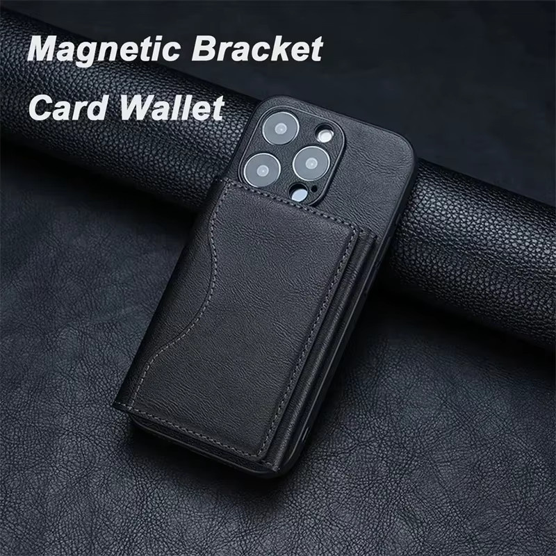 Magnetische faltbare Lederbrieftasche von OLPAY als Kartenhalter und MagSafe kompatible Hülle für iPhone, erhältlich in Schwarz oder Grün - Bild 3