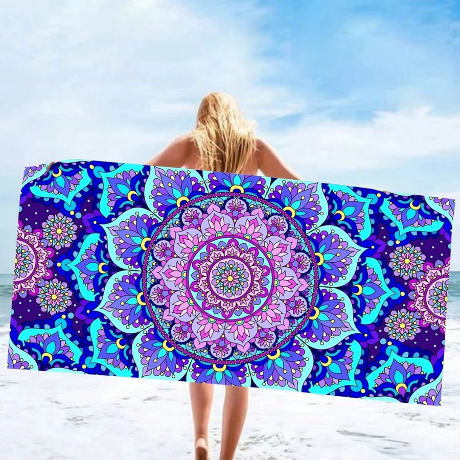 Saugfähiges und schnell trocknendes Strandtuch im Boho-Design mit Grafikprint, Mehrfarbig - Bild 3