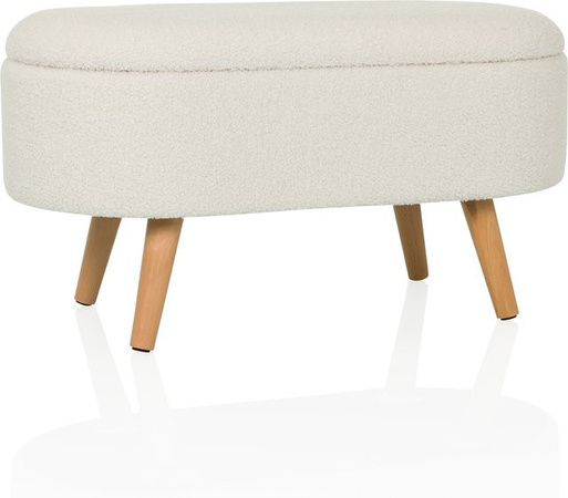 hjh LIVING Sitzbank STORIANO in Beige mit Bouclé-Stoff und Holzbeinen