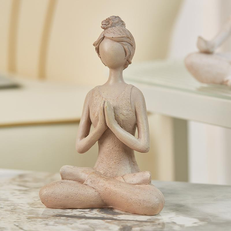 Yiran Furniture Nordische Abstrakte Kunstfigur Yoga-Mädchen als moderne Dekoration aus Harz - Bild 1